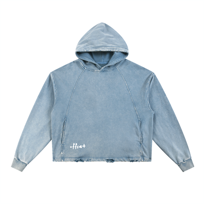 Offset Vintage Washed Frayed-Hem Hoodie