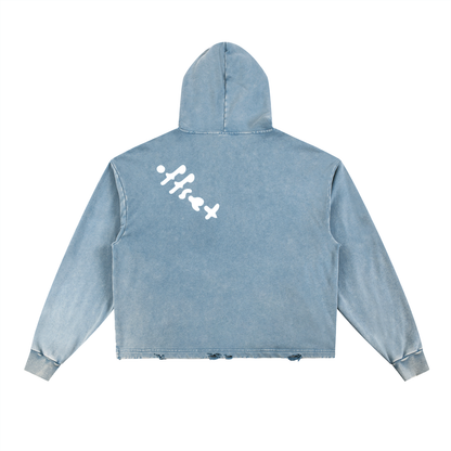 Offset Vintage Washed Frayed-Hem Hoodie