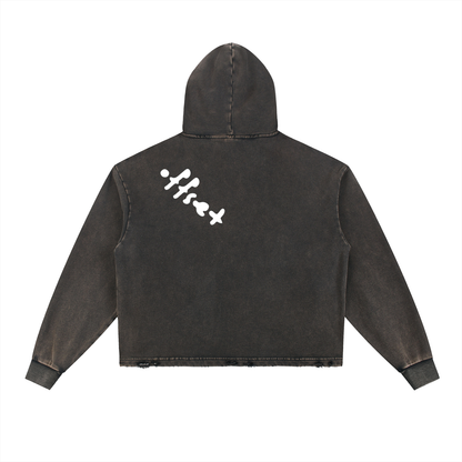 Offset Vintage Washed Frayed-Hem Hoodie