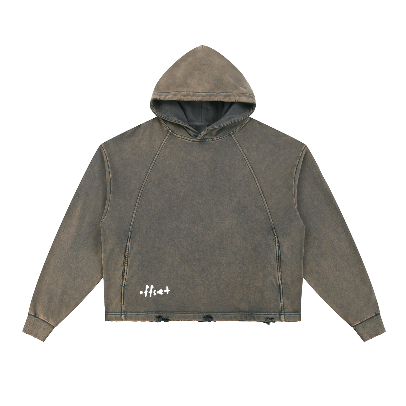 Offset Vintage Washed Frayed-Hem Hoodie
