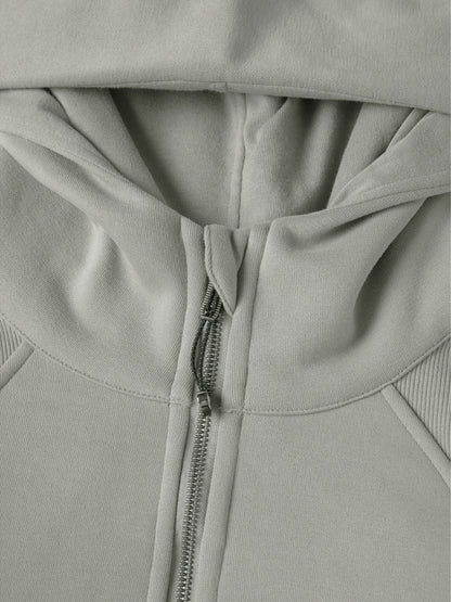 Offset Cropped Zip-Through Hoodie