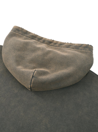 Offset Vintage Washed Frayed-Hem Hoodie